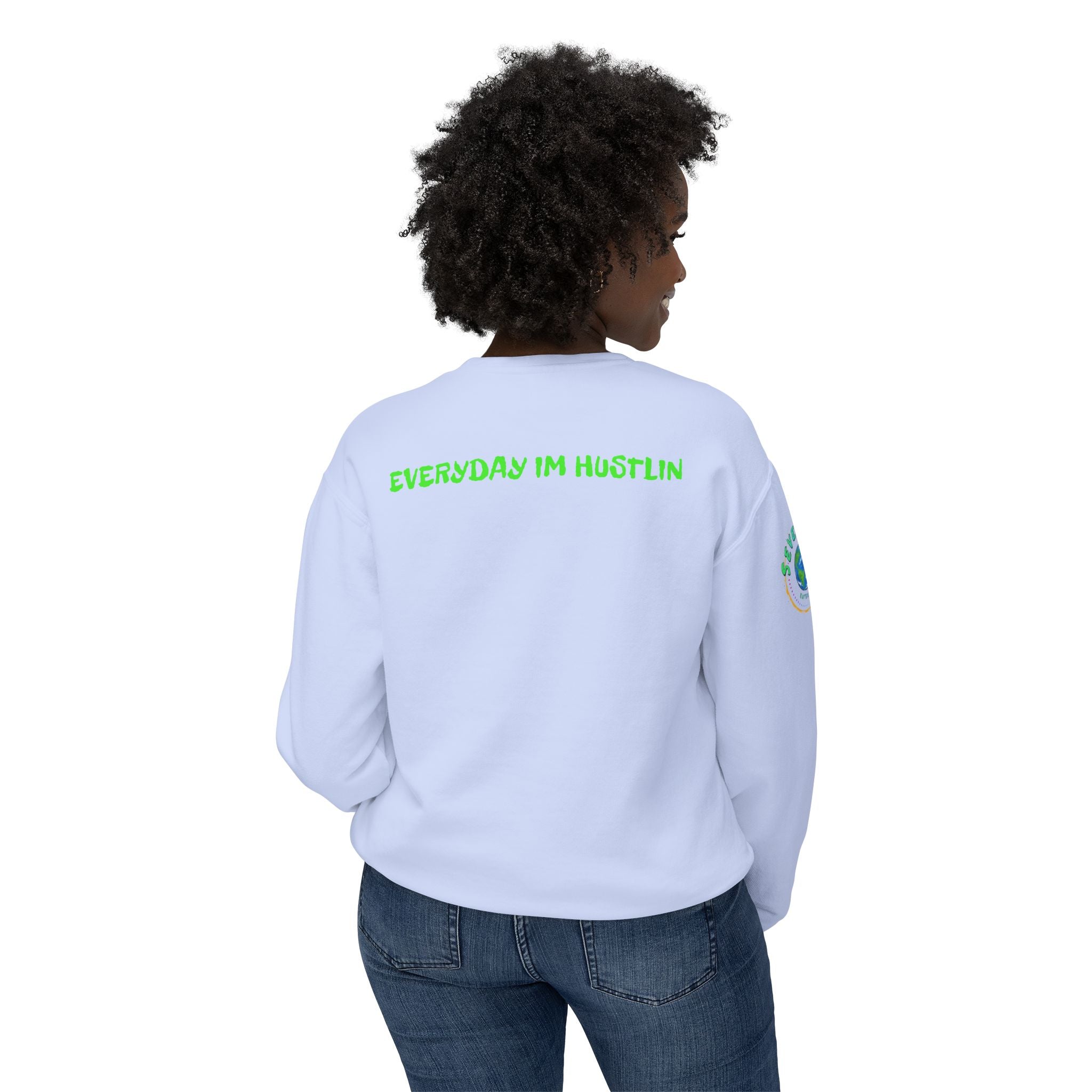 “SEVENDAYZ” Globe Crewneck with “EVERYDAY IM HUSTLIN” Back Print
