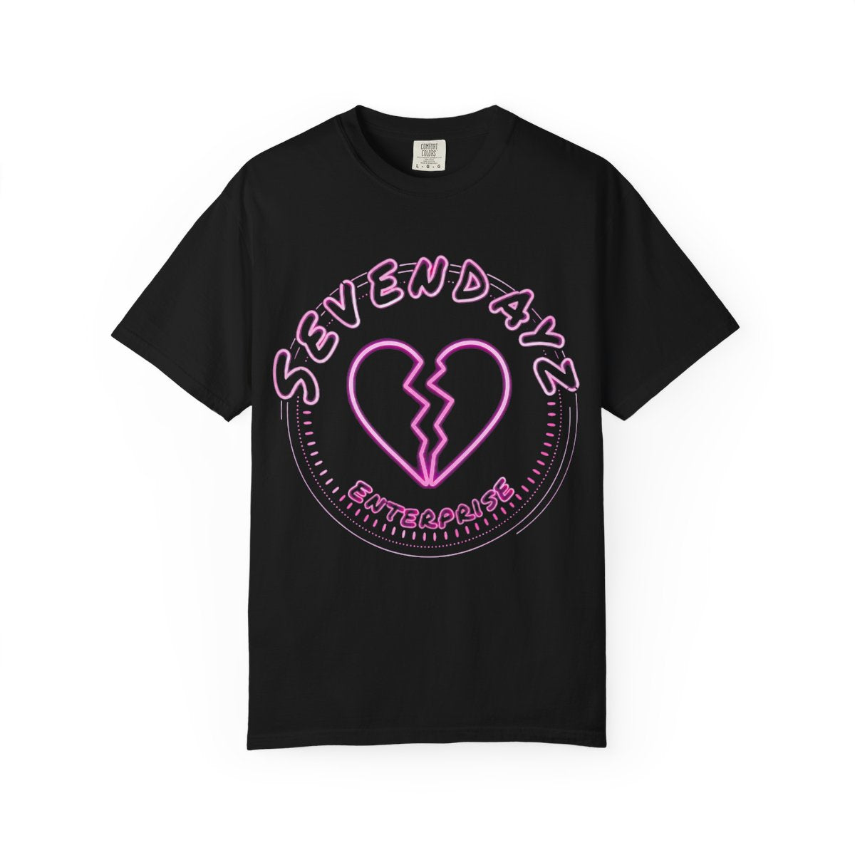 Broken Heart Band Tee — SEVENDAYZ Neon Pink Graphic T-Shirt